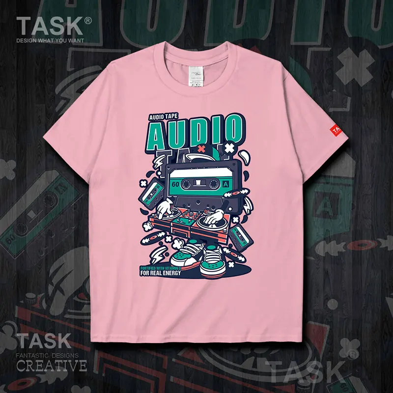 

Illustration tape new Tops mens cotton Solid t shirt Streetwear summer clothes Fashion Harajuku Unisex Short sleeve Casual Print