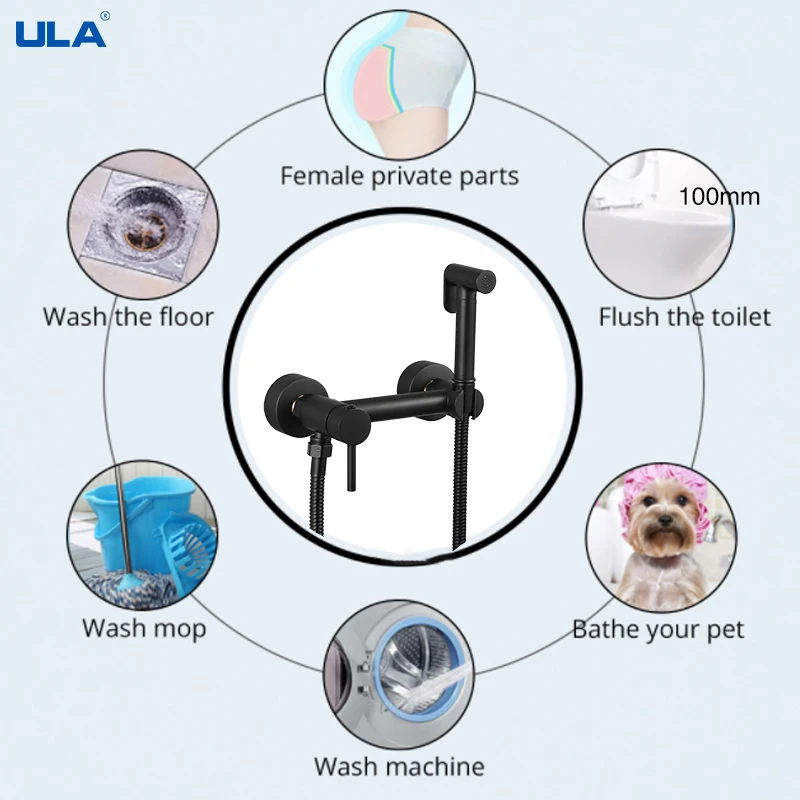 Латунный черный смеситель для биде ULA ванной туалета горячей и холодной воды