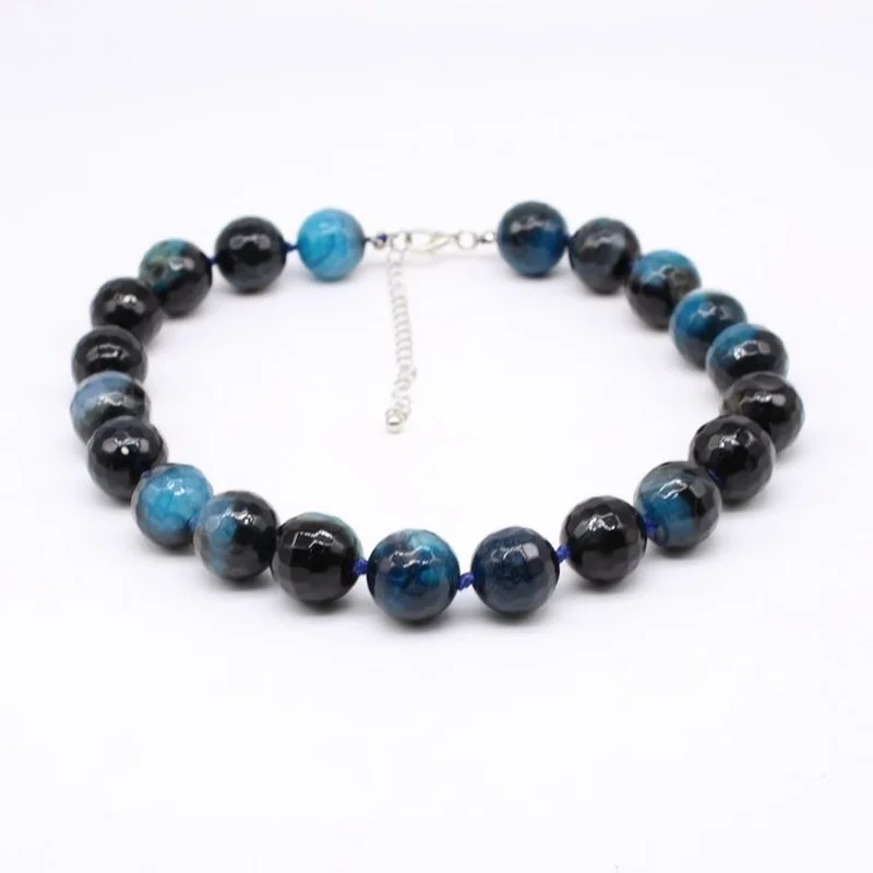 

Двухцветное ожерелье оверсайз из натурального агата, ювелирные изделия ручной работы с узлом