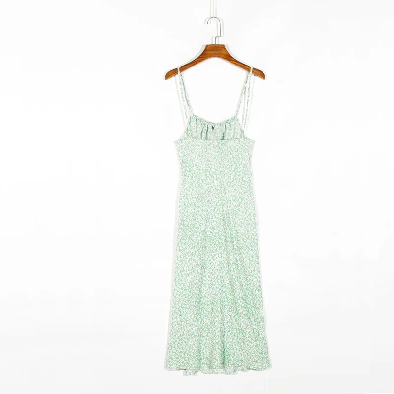 

Summer women's dress casual flower print bow decoration slim sling dress Vestidos
