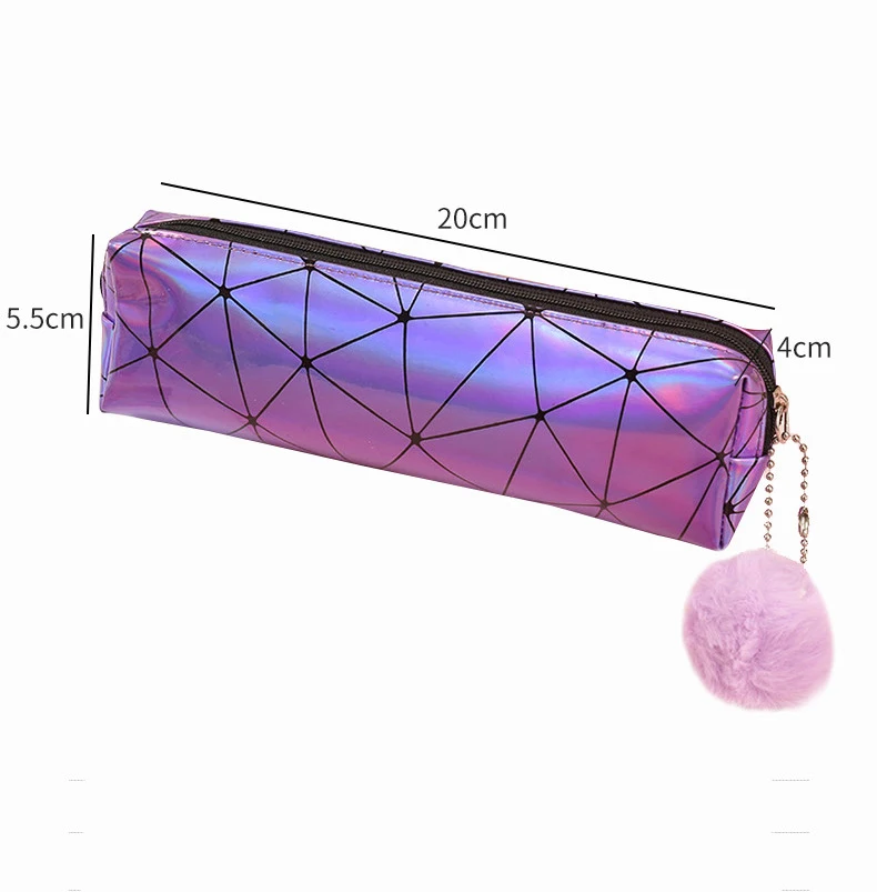 

Hairball laser Lingge Pencil Bag School PencilCases for Girls Student Stationery Pouch Cute Pencil Case Office Supplies