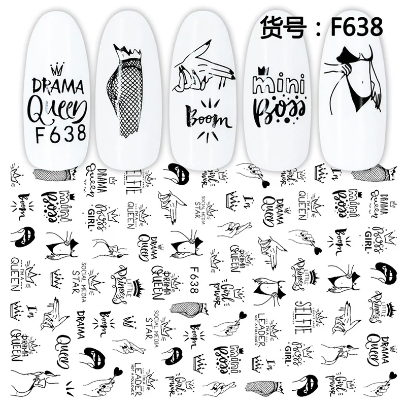 2020 тонкая клейкая черный лак Стикеры листья цветы Тотем набор символов наклейка