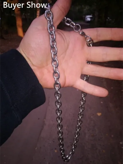 

15mm Wide Rolo Oval Link Chain Necklace Jewelry Stainless Steel Christmas Gift for Men 7-40inch for Choosing