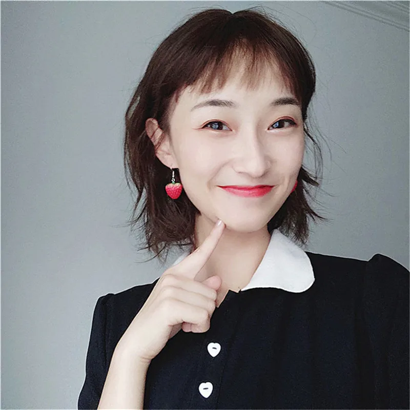 

Kawaii Strawberry Earring Female Lovely Girl Simulation Red Strawberry Dangle Earring For Women Fine Jewelry Accessories DIY