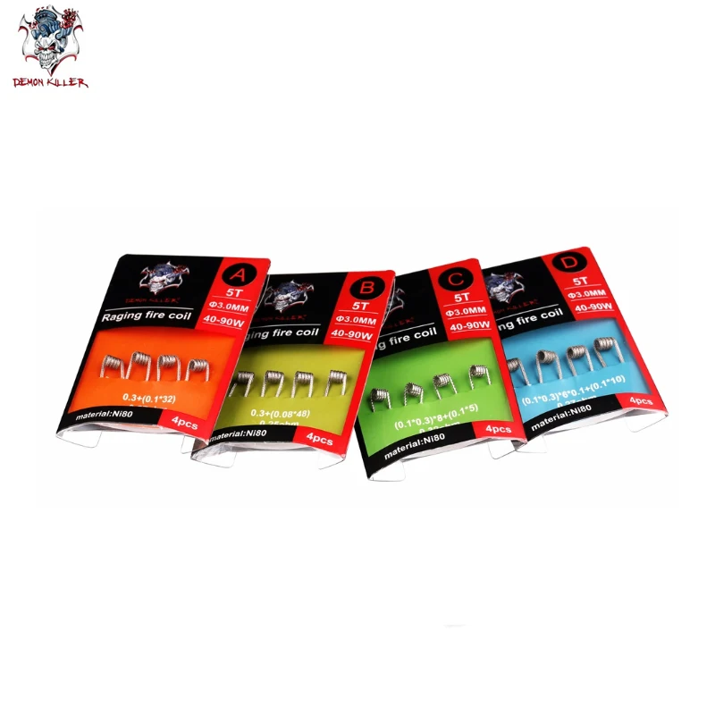 4 шт. упак. убийца демонов бушующий огненный проволочный готовые катушки Ni80 для RDA
