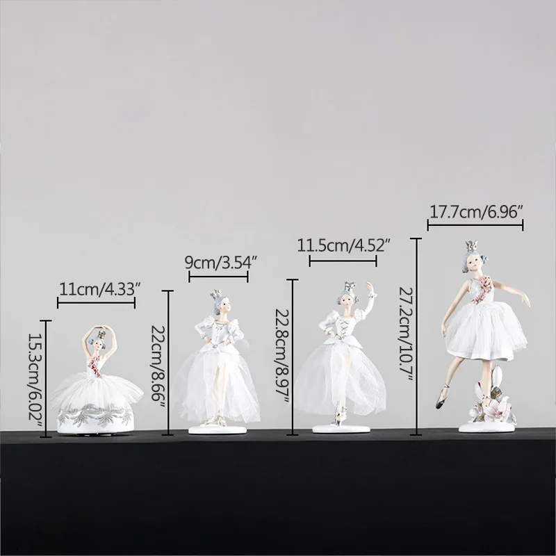 

European Dancing Girl Sculpture Ballet Figurines Miniature Model Diy Resin Ornament With Skirt Wedding Decoration Birthday Gifts