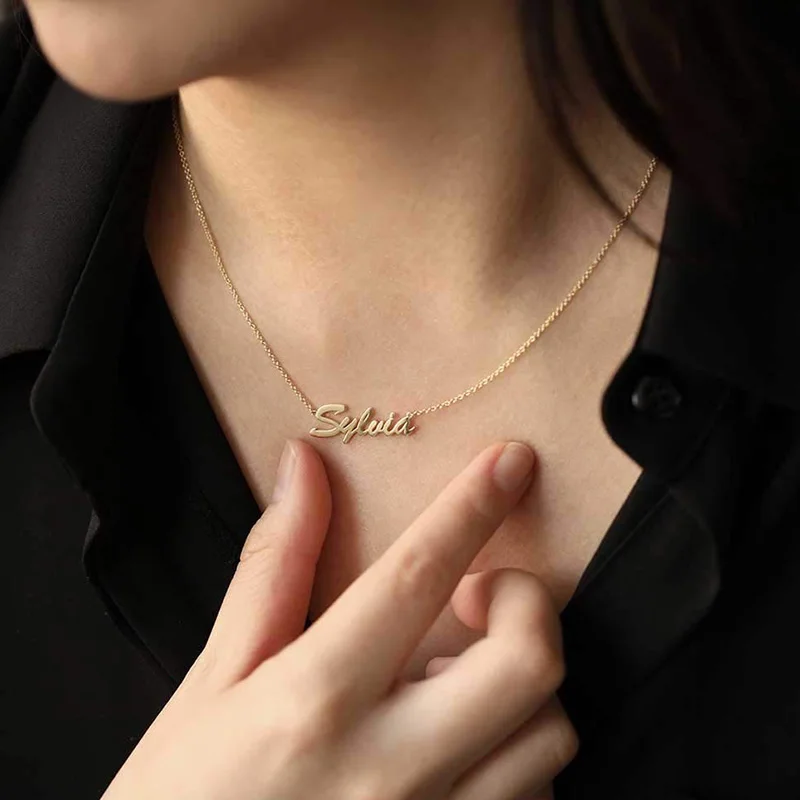 Модное индивидуальное ожерелье HIYONG золотого и серебряного цвета с именем