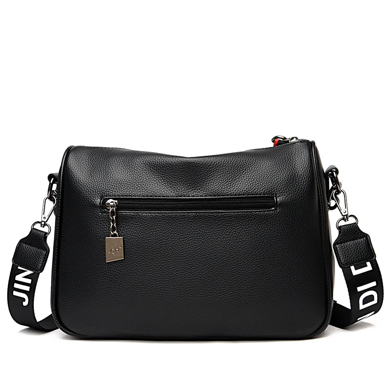 

Bags for women 2021 Cowhide leather chain wide shoulder strap lady's Shoulder Messenger Bag crossbody bags Purses and handbags