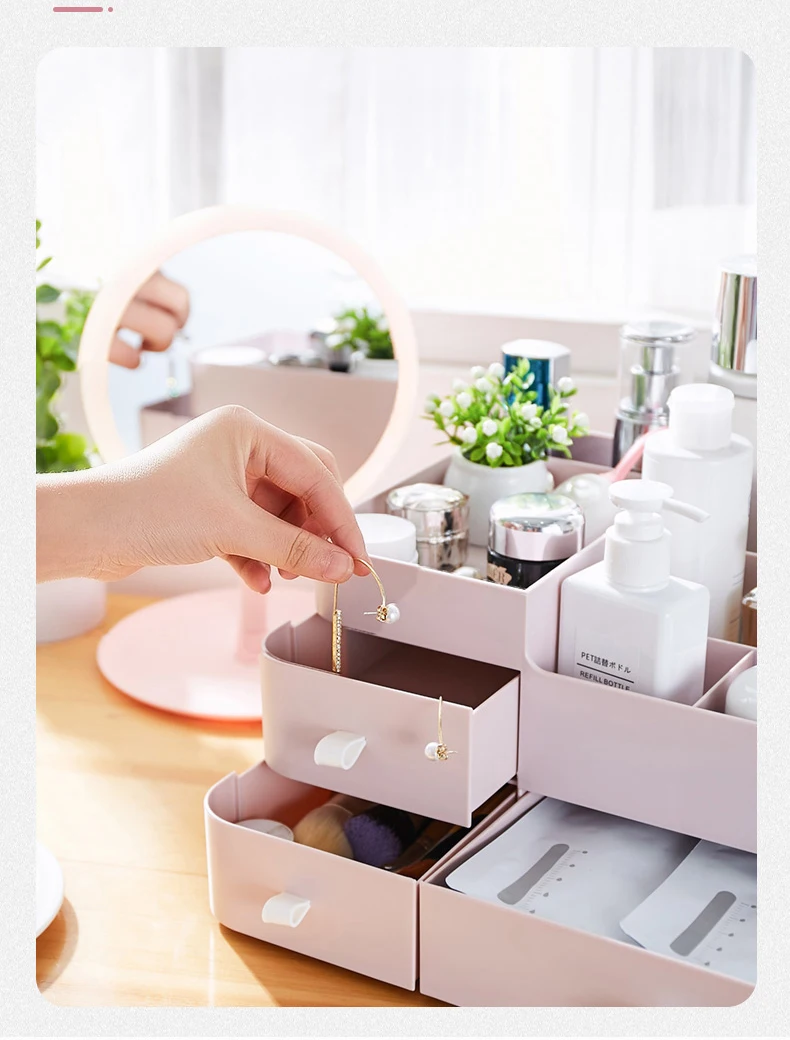 Makeup Brush Organizer Large Capacity Cosmetic Storage Box L ipstick Nail Polish Holder Desktop Drawer Container | Красота и здоровье