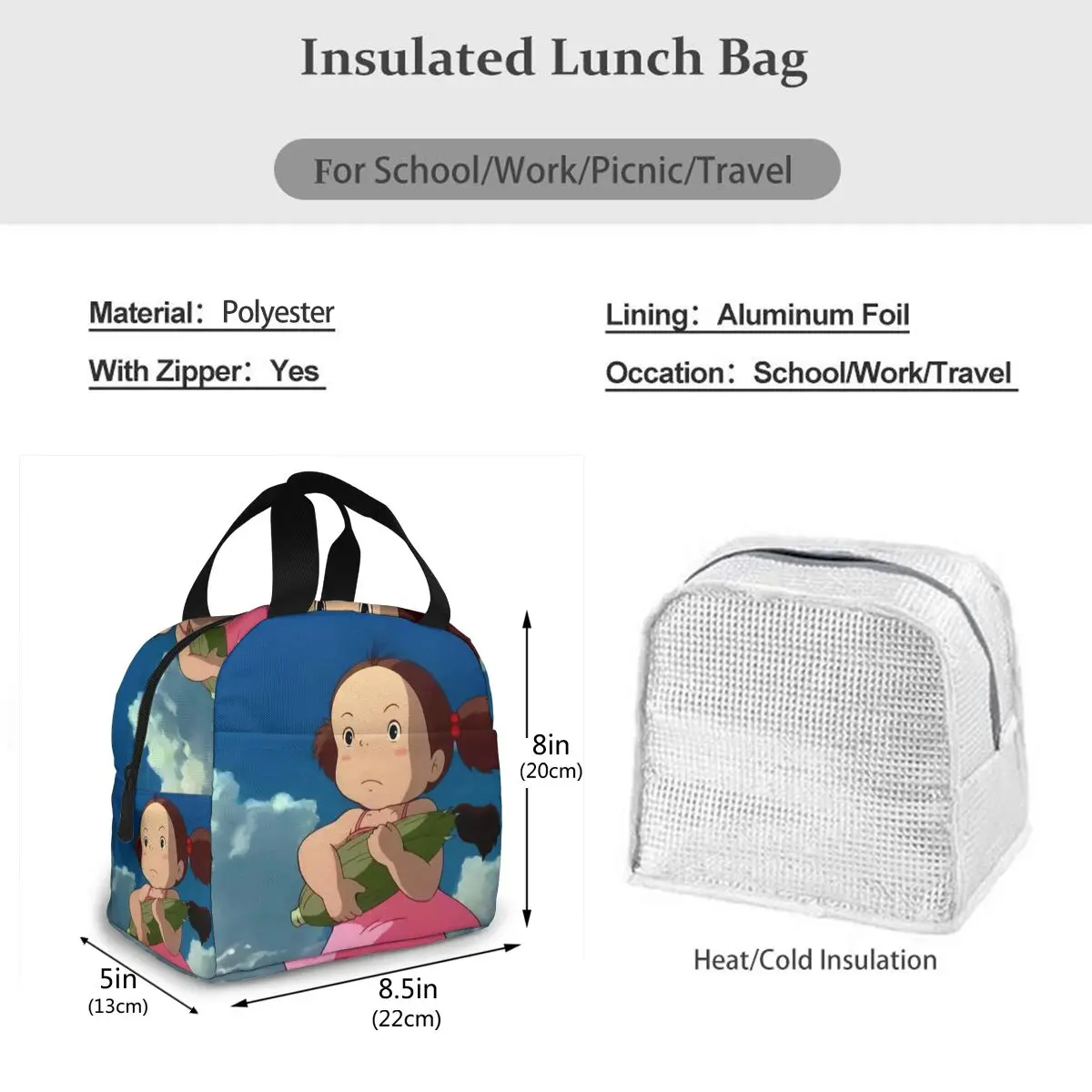 

Totoro Plush lunch bag kid women insulation portable waterproof picnic coole bag breakfast school reusable food bag new 2021