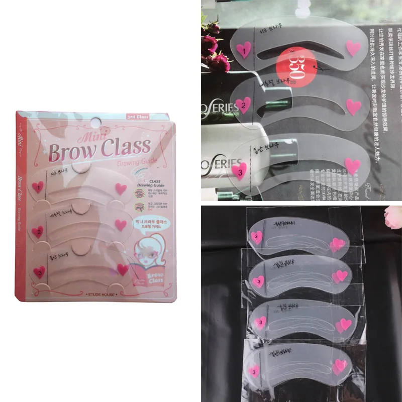 3pcs/set Reusable Eyebrow Stencil Set Eye Brow Card Easy Makeup DIY Drawing Guide Styling Shaping Grooming Template | Красота и