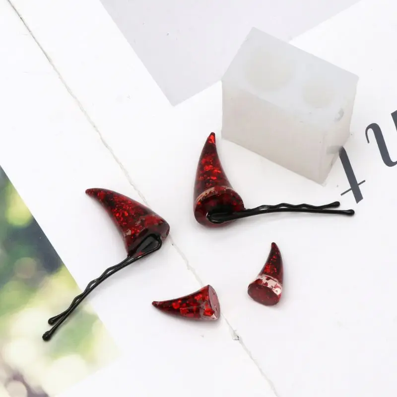 

Cute Devil Horns Hair Clips Resin Molds Epoxy Resin Mould Jewelry Making Tools DIY jewelry accessories