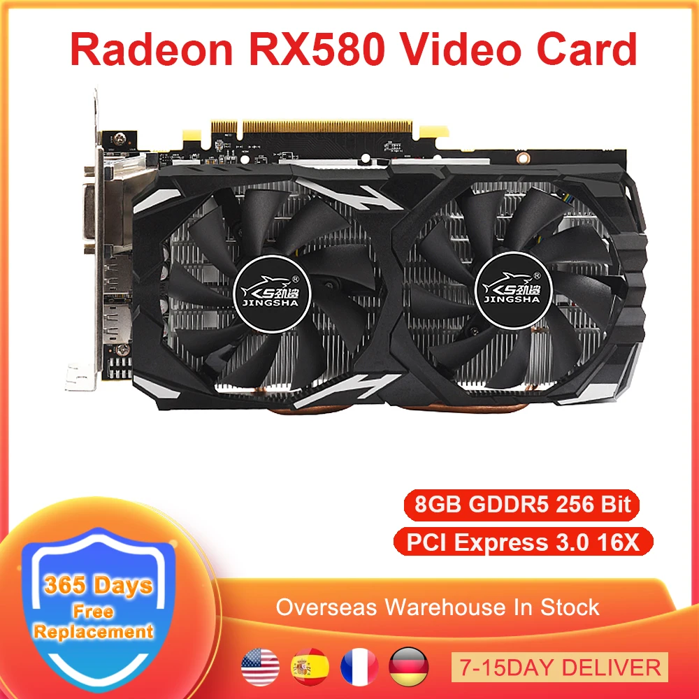 100% оригинальная видеокарта AMD Radeon RX580 RX 580 8 ГБ GDDR5 256 бит графические карты PCI Express 3 0