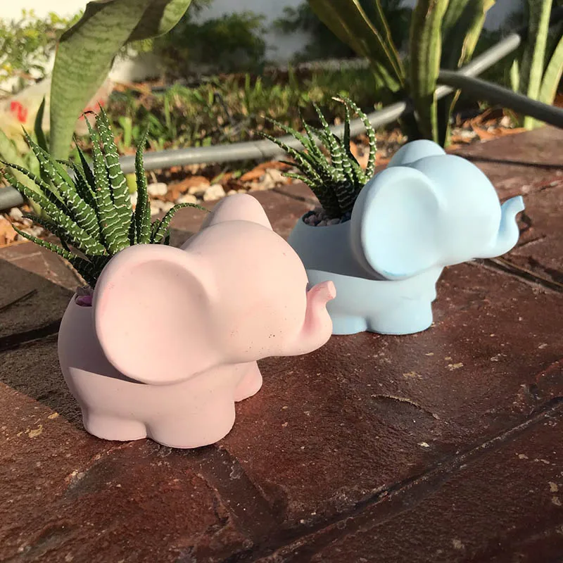 

Cute Silicone Molds for Concrete Pot DIY Cement Planter Molds Resin Container Molds Plaster Concrete Elephant Pot Molds