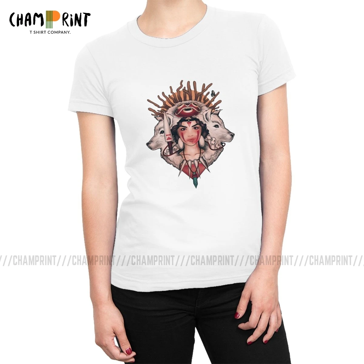 Spirit Princess Mononoke T-shirts Women's Punk Ghibli Anime Tshirt Ulzzang Tees Top Crewneck Female Clothing Plus Size | Женская