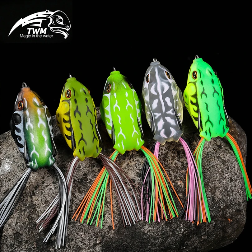 

1Pcs 9G 12G 30colors Available Frog Lure Soft Tube Bait Plastic Fishing Lure with Fishing Hooks Topwater Ray Frog 3D Eyes