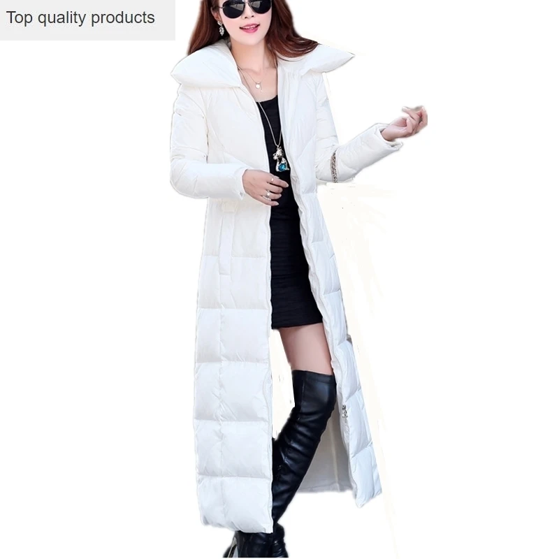

Women Winter 2023 Down Coat Slim Temperament Solid Long Down Jacket Fashion Warm Outerwear Women Large Size Thicken Coat CW079