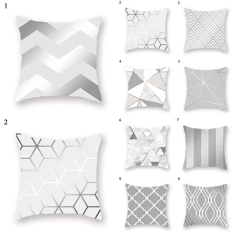 

Gray Geometric Pillow Cover Cotton Linen Soft Pillowslip Simple All-match Square Pillow Case For Home Hotel Cafe Home Textiles