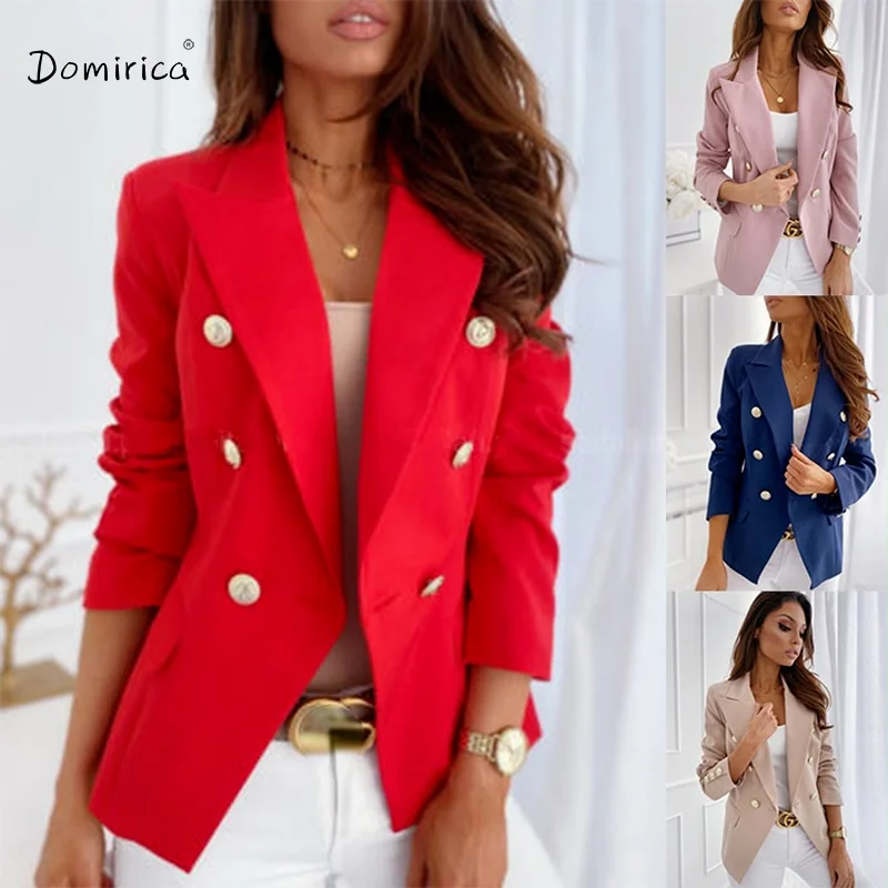 

Women's Jacket Hot Sale Double Breasted Slim Long Sleeves Red Jacket Korean Style Coat Female Blazer Fall 2021 Womens Fashion