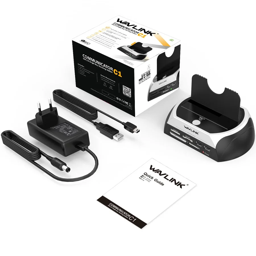 Wavlink2." /3,5" SATA HDD док-станция USAP внешний корпус жесткого диска с кард-ридером слот USB2.0 концентратор для Windows Mac - Цвет: EU plug