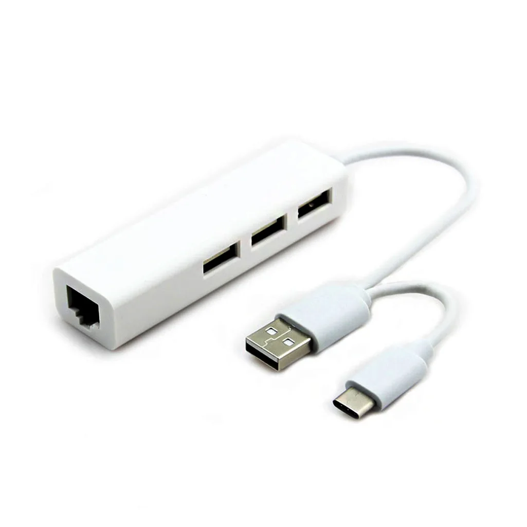 

USB2.0 + USB 3.1type C Dual Plug To Three Port Hub Plus 1 Network RJ45
