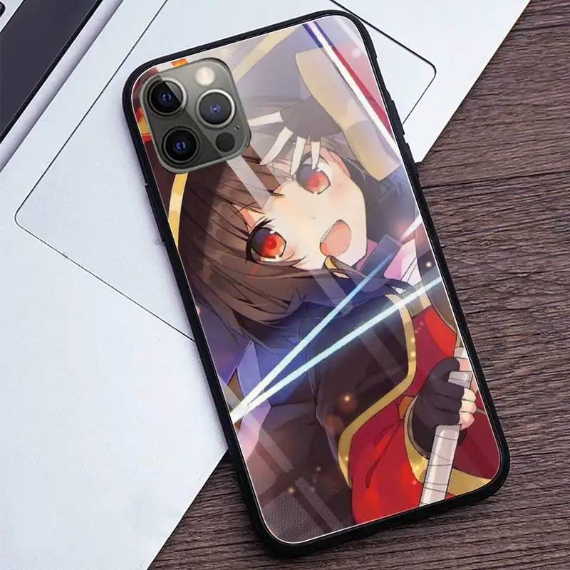 

Konosuba Megumin Phone Case Tempered Glass For iPhone 12 Pro Max Mini 11 Pro XR XS MAX 8 X 7 6S 6 Plus SE 2020 case