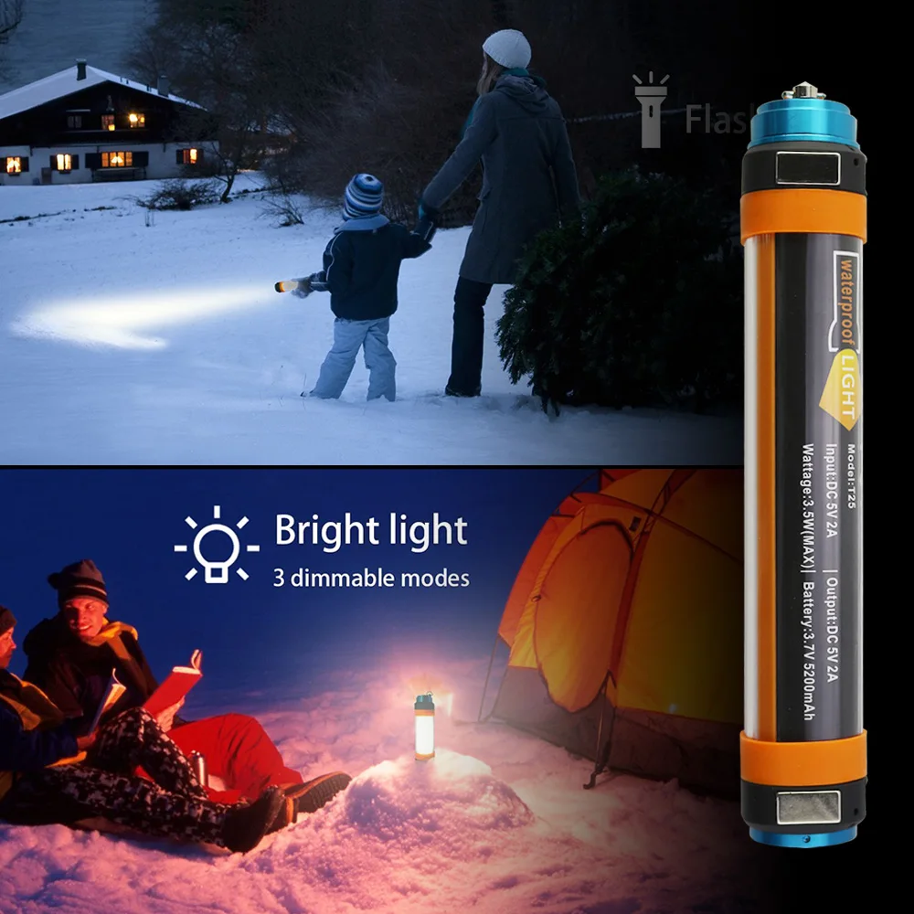 portable led camping light working light outdoor ip68 waterproof tent light 7800mah usb rechargeable magnetic flashlight torch free global shipping
