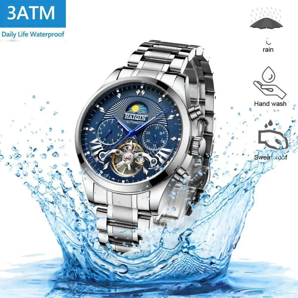 Новые Роскошные автоматические механические часы HAIQIN для мужчин Классические