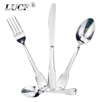 popular fashion stainless steel cutlery 4 in 1 set western dinnerware mirror polish useful metal silverware dishwasher for home