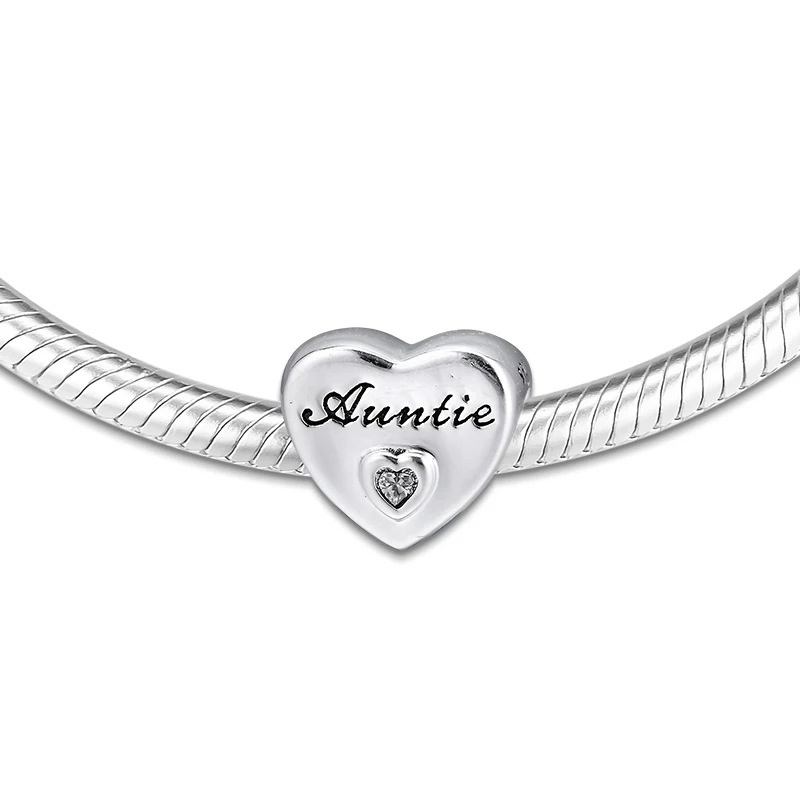 

Fits for Pandora Charms Bracelets Auntie's Love Heart Beads 100% 925 Sterling Silver Jewelry Free Shipping