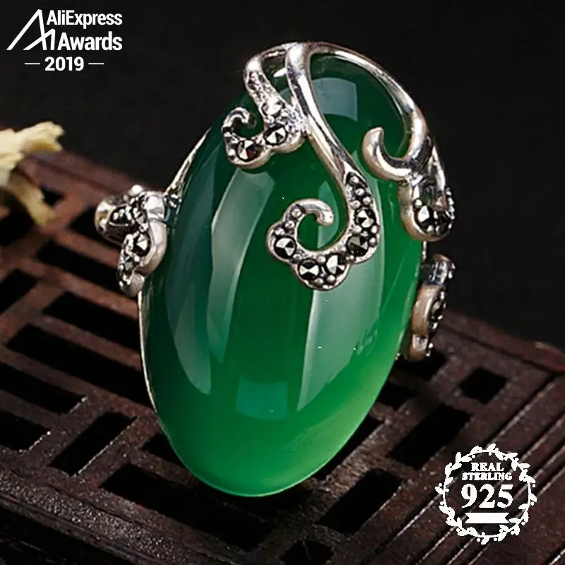 S925 антикварные магазинные кольца большие овальные изумрудные Женские винтажные