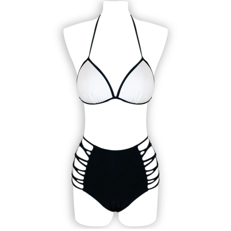 

2pcs Bikini Set Padded Bra Women Push-up Highwaist Solid Swimwear Bandage Bathing Suit Swimsuit Swimming Suit
