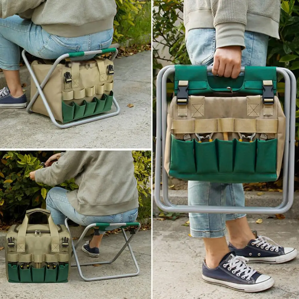 Folding Camping Fishing Chair Stool Portable Tote Bag Cooler Insulated Picnic Hiking Seat Garden Tool Organizer | Дом и сад