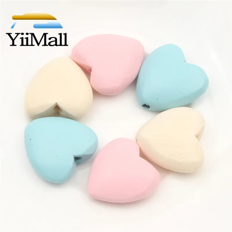 Бусины-разделители деревянные разноцветные 22 мм 10 шт. набор-тройка