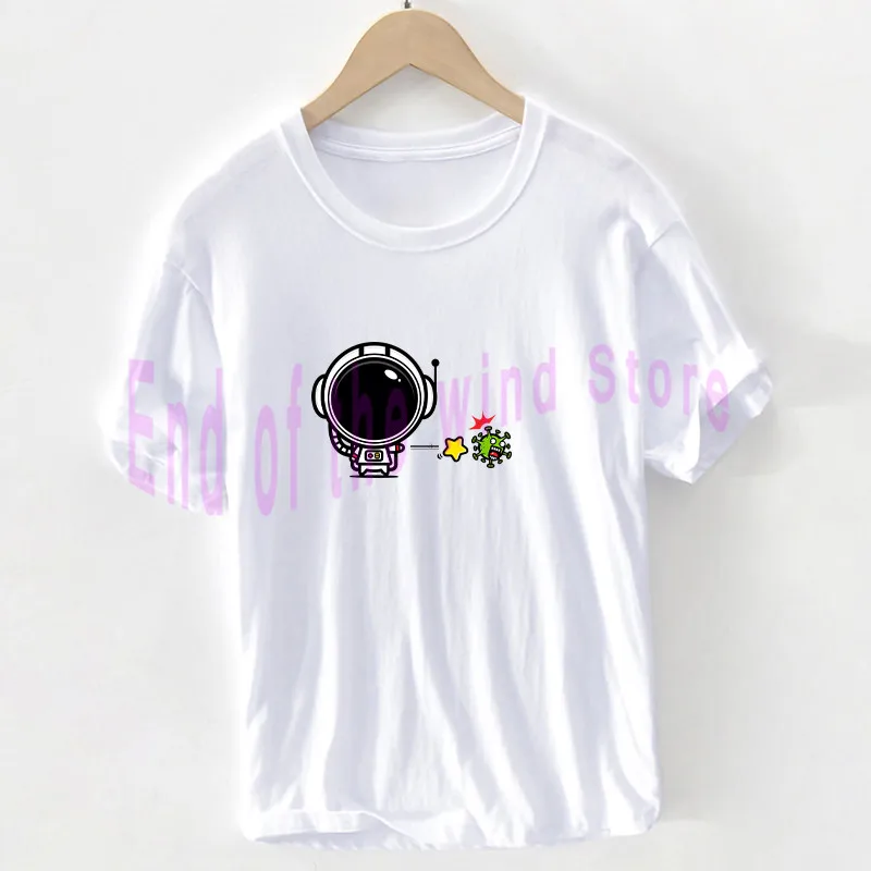 

Vogue Small Graphic Spacewalk t shirt Unisex Harajuku Modern Aesthetic Astronaut Planet Tshirt 100% Cotton Female Man Pluse Size