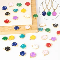 sauvoo colorful enamel smile face charms pendant necklac for women fashion cute round smiley choker chain jewelry gift