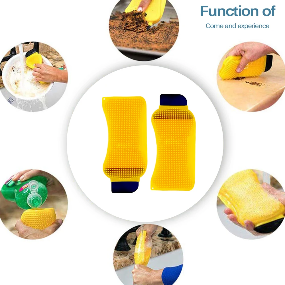 

Pop 3In1 Silicone Sponge Cleaning Multi-Purpose Household Kitchen Sponge Brush Sponge Household Cleaning Tools