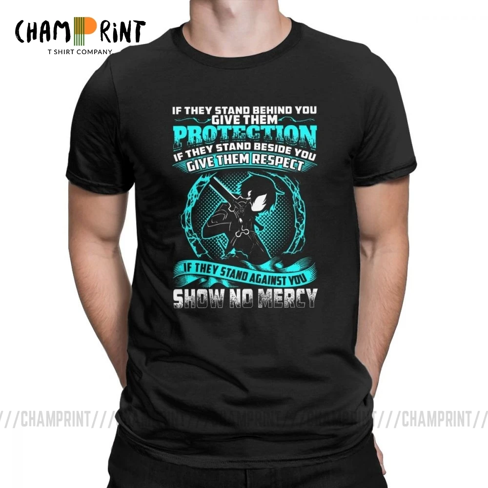 Sword Art Online Kirito SAO No Mercy Мужская футболка хипстерская из чистого хлопка с коротким