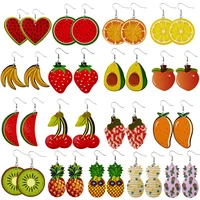 2021 new tropical fruit earrings strawberry kiwi orange cucumber dragon apple pineapple earrings for women jewelry gift