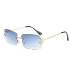 Солнечные очки без оправы для мужчин и женщин, прямоугольной формы, модные маленькие квадратные солнечные, для путешествий, коричневые, лето