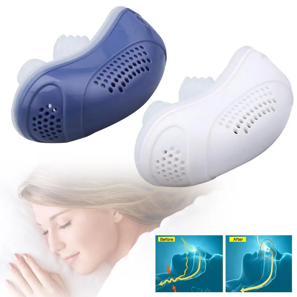 

Mini Electric Silicone Anti Snore Device Reusable And Safe Nose Clip Stopping Twin-Turbine Fan Design Noise Guard