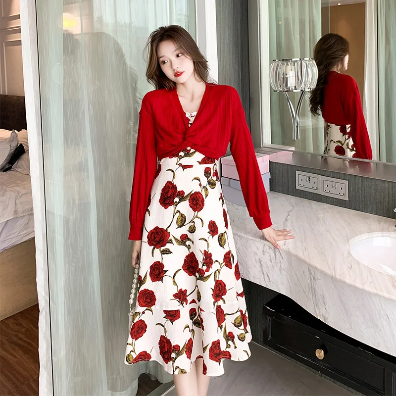 

Женское длинное платье на бретельках, облегающее платье в французском ретро-стиле, осень 2021