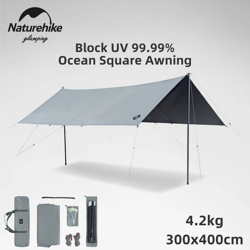

Палатка Naturehike NEW Ocean 300x400 см квадратная с защитой от УФ-лучей