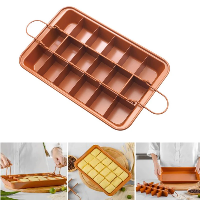 

Brownie Pan with Dividers Large Nonstick Cake Brownie Bakeware 18 Grids Pan Tins Mold Baking Tray