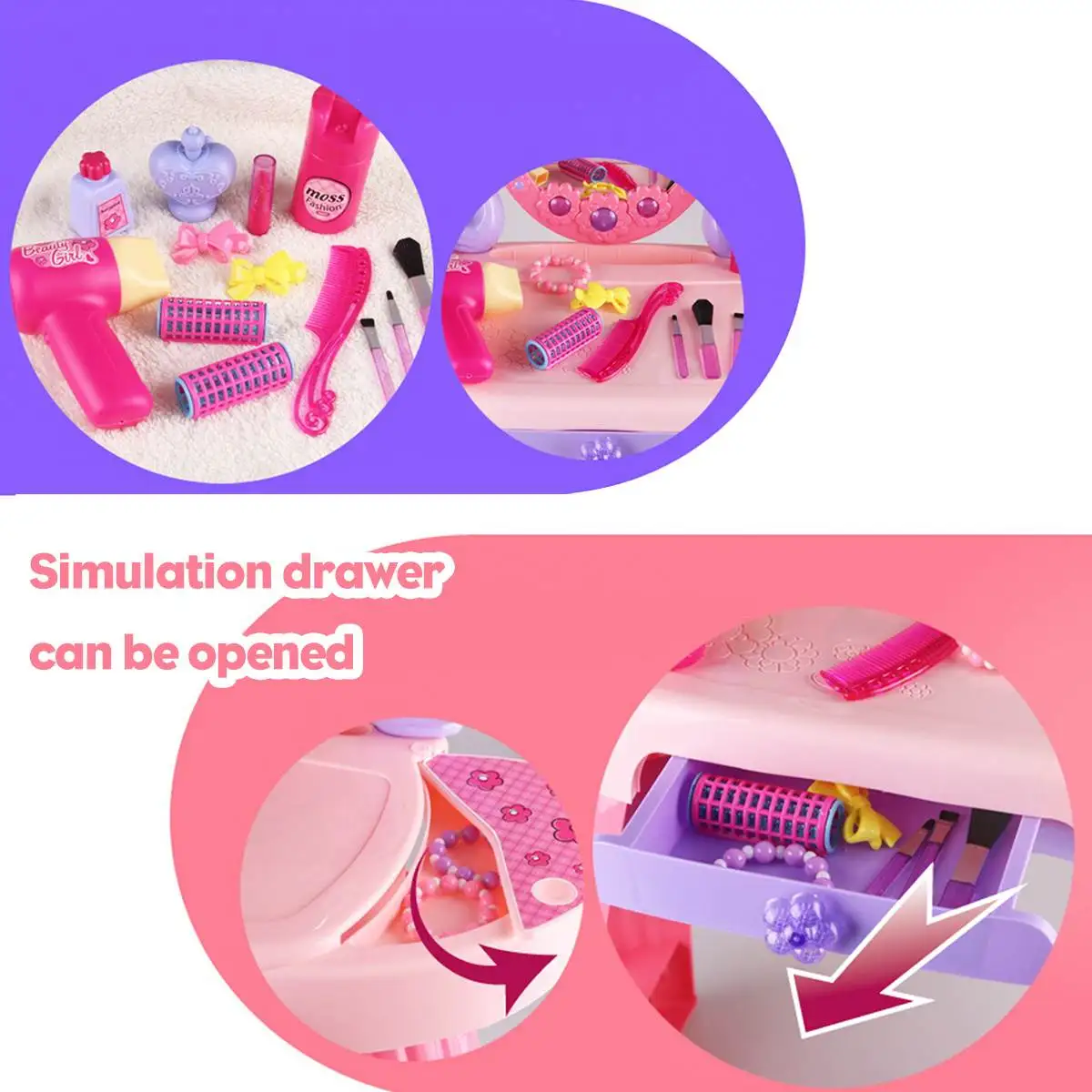 Kids Beauty Makeup Tool Music Dressing Table Sets Pretend Play Workbench Playset Educational Toy Girls Toy Christmas Gifts