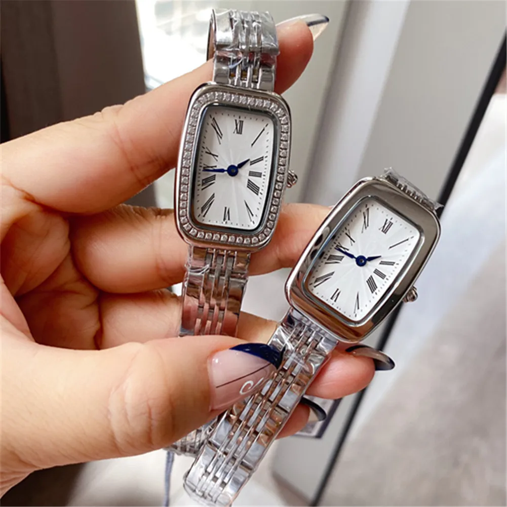 

2021 Summer Ladies Steel Band White Bottom Square Luxury Quartz Watch Small and Exquisite 33mm