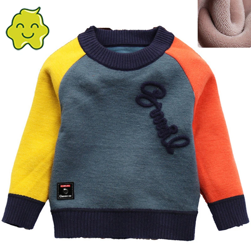 

Kids Boys Sweaters Color Block Sweater Fashion 0-Neck Long Sleeve Children Knitwear Autumn Outerwear Toddler Knitted Clothing Y