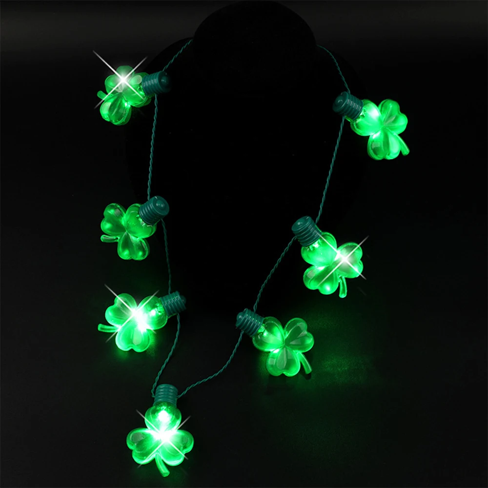 Мигающие огни для Дня святого патрикса линейное ожерелье Shamrock традиционные