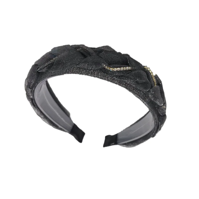 

Handmade Twist Braid Chain Hair Hoop Solid Color Wide Brimmed Head Hoop Elegant Hair Accessories Bohemian Lace Mesh Headband