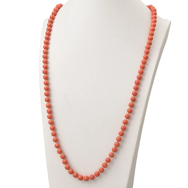 Ожерелье женское длинное из синтетического коралла 8 мм 36 дюймов|Цепочки| |